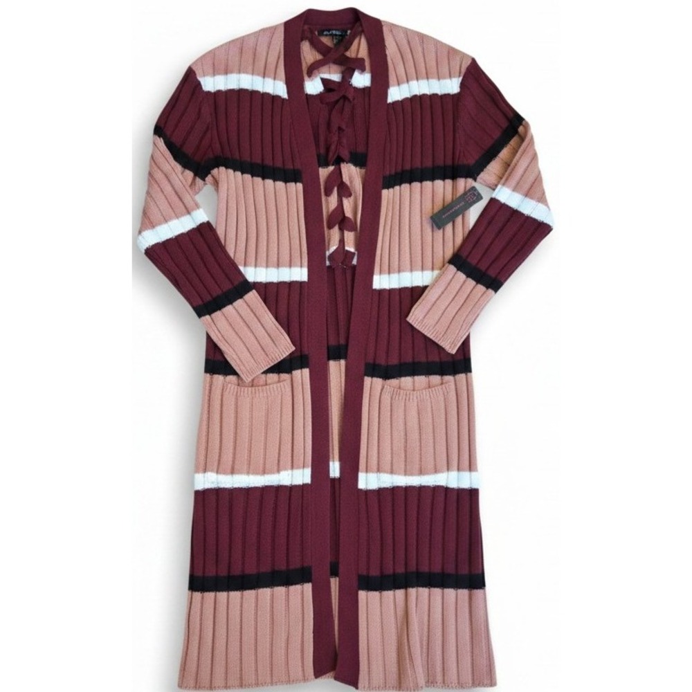 NWT No Boundaries Womens Large 11-13 Striped Duster Cardigan Ribbed Sweater